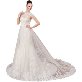 A-plum White Sleeveless Ball Gown In Lace Wedding Dress