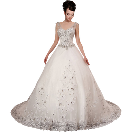 A-plum White Strap Ball Gown In Lace Layered Wedding Dress