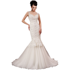 A-plum White Strap Ball Gown In Lace Wedding Dress