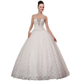 A-plum White Strapless Ball Gown In Lace Wedding Dress